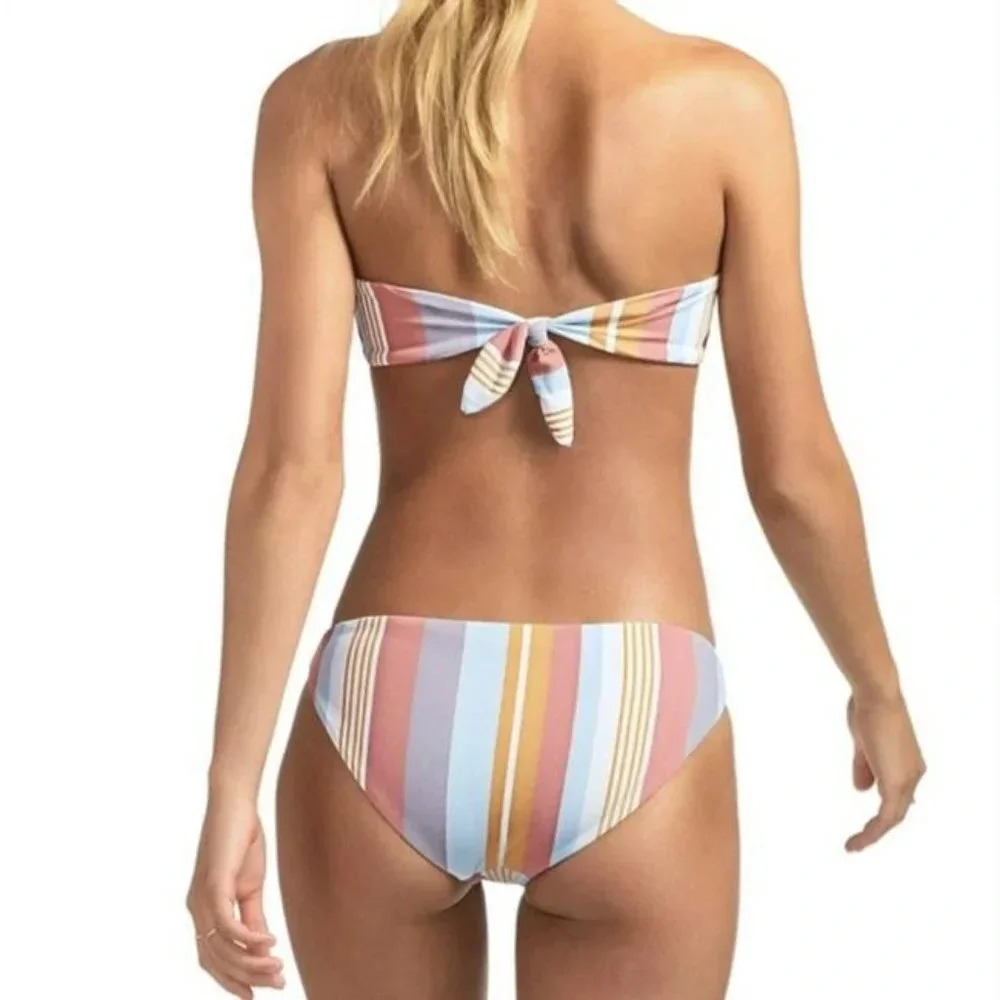 Vitamin A Mila Bandeau in soft coral & Luciana Hipster Bottom in verano stripe - Picture 9 of 14